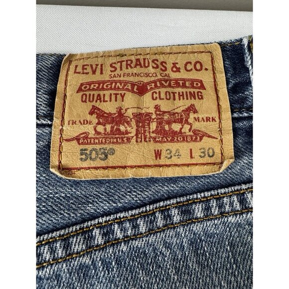 VTG Levi’s 505 Men’s Jeans 34x30 Classic Straight Blue Denim Y2K Grunge Skater - Picture 14 of 16
